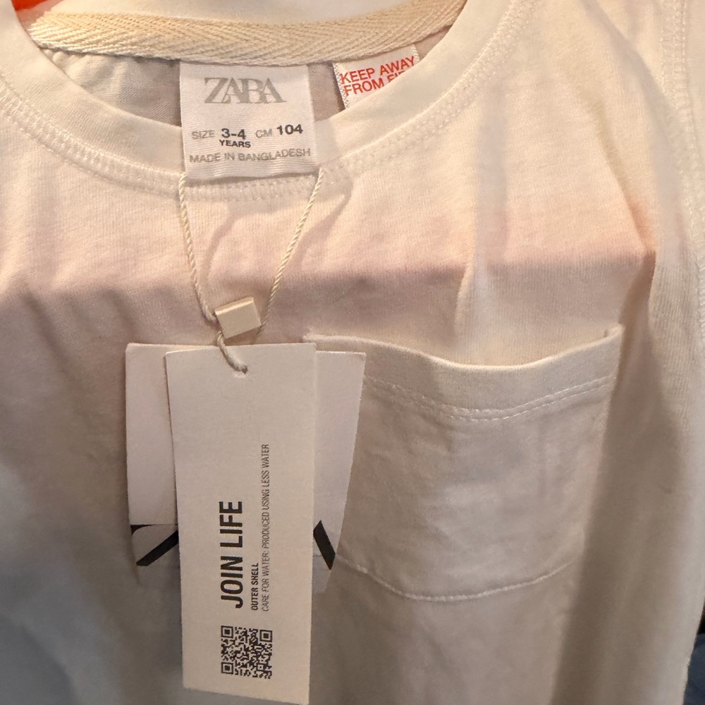 Zara boys 3/4t Kids White Sleeveless Top - Picture 3 of 3